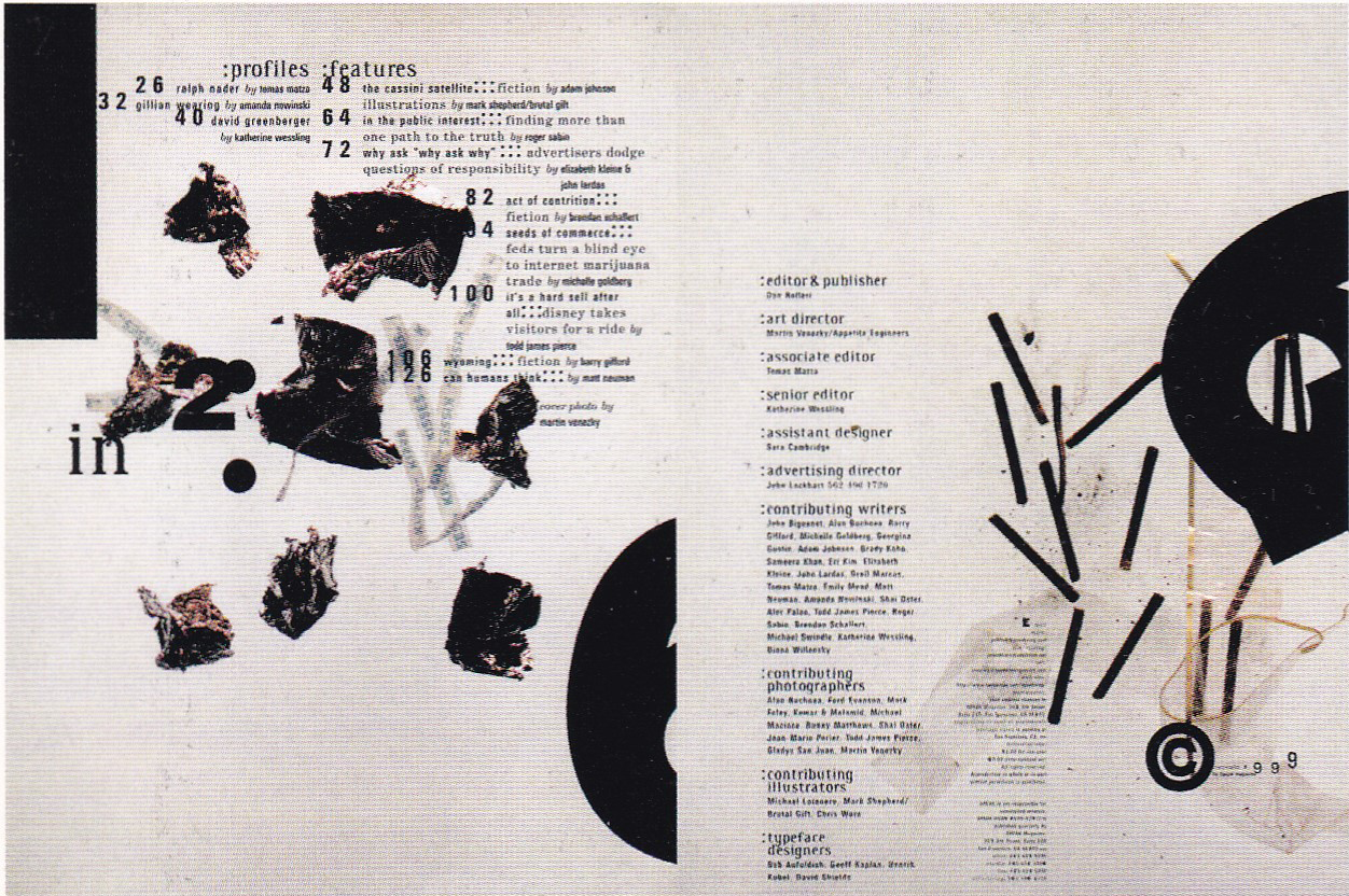 Развороты из журнала Speak, Martin Venezky, Brendan Schallert