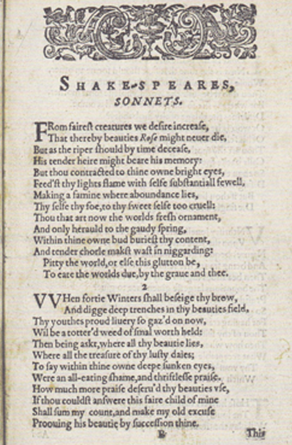 Сонет 1 Шекспира в первом фолио