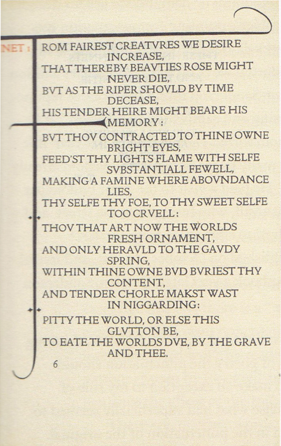 Сонет 1 Шекспира в Tercentenary Edition