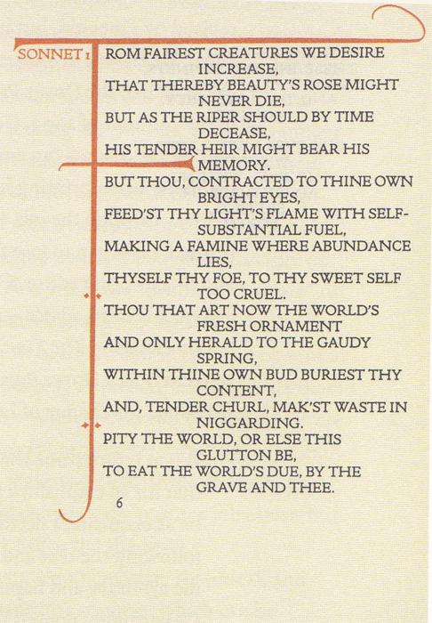 Сонет 1 Шекспира в Tercentenary Edition