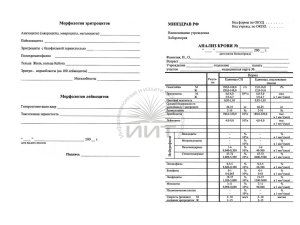 Бланки анализа крови